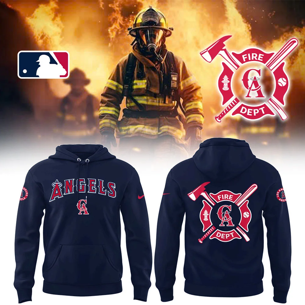 Angels x Firefighter Appreciation Night Hoodie Gift Ideas For Baseball Players