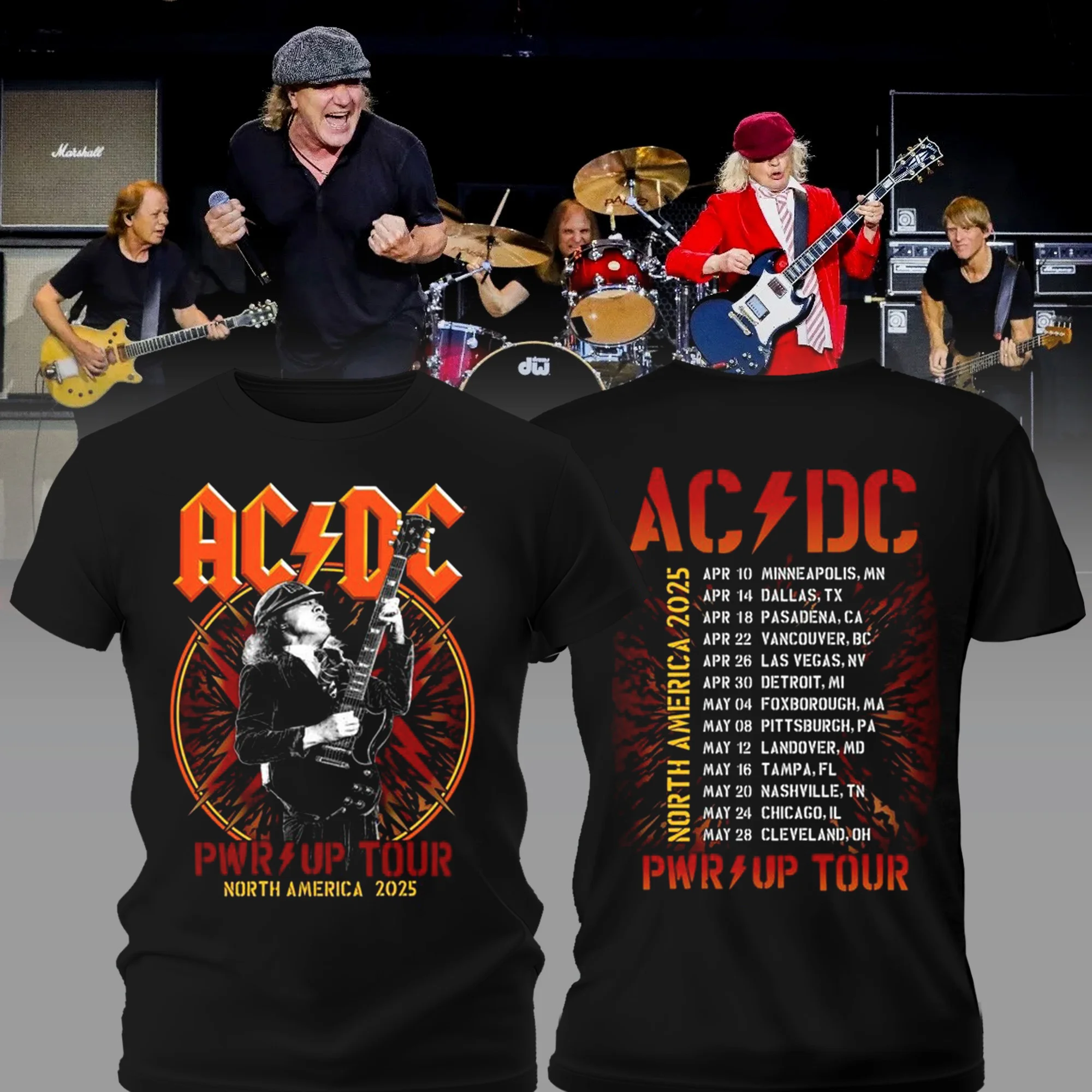 Angus Bolts PWR UP Tour T-Shirt For Concert Lovers