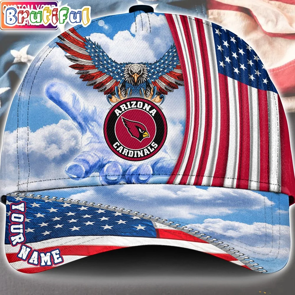 Arizona Cardinals America Eagle Flag 4th Of July Baseball Cap, Football Veteran Cap