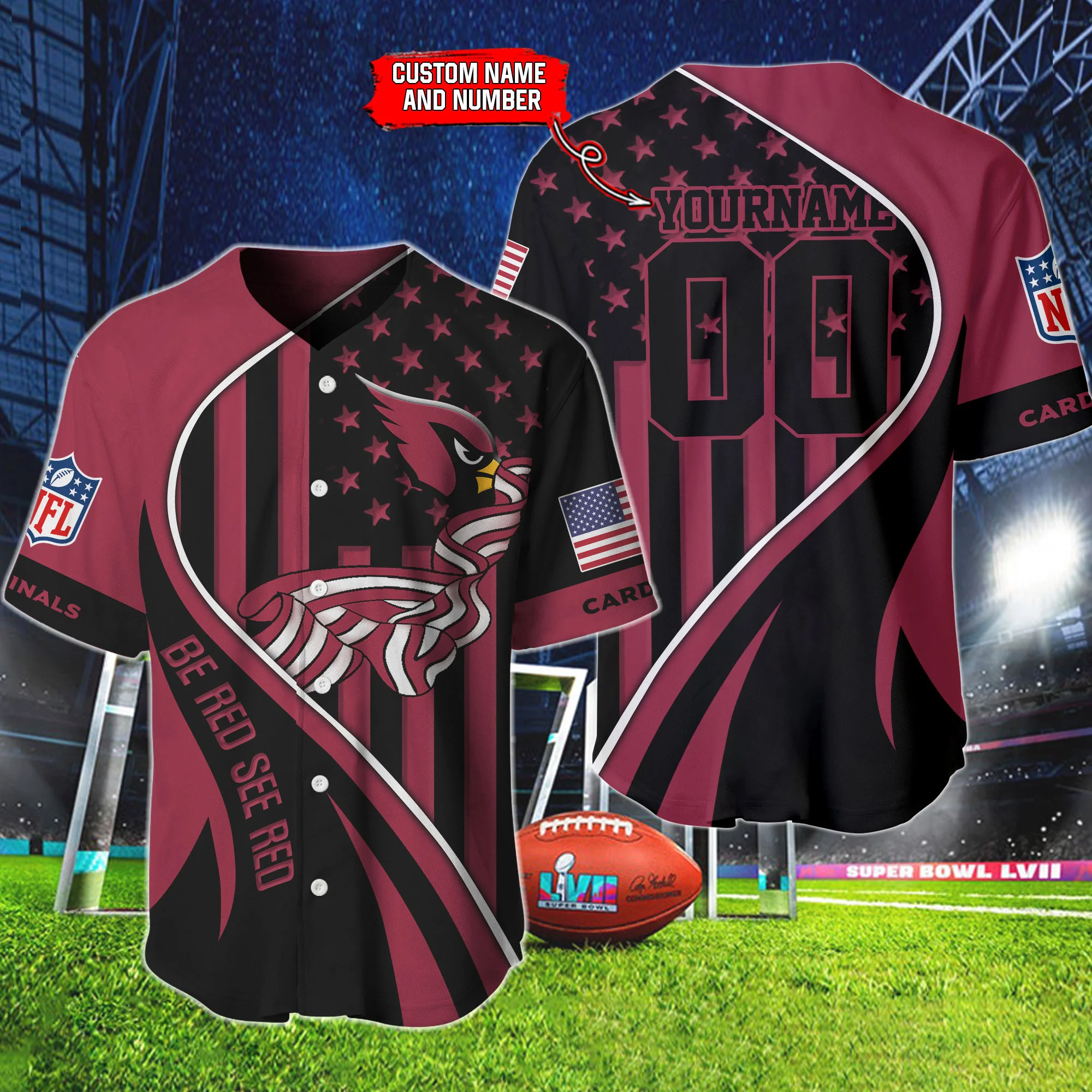 Arizona Cardinals Personalized Baseball Jersey 859