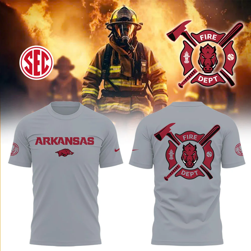 Arkansas Baseball x Firefighter Appreciation Night T-Shirt Baseball Coach Gift Ideas