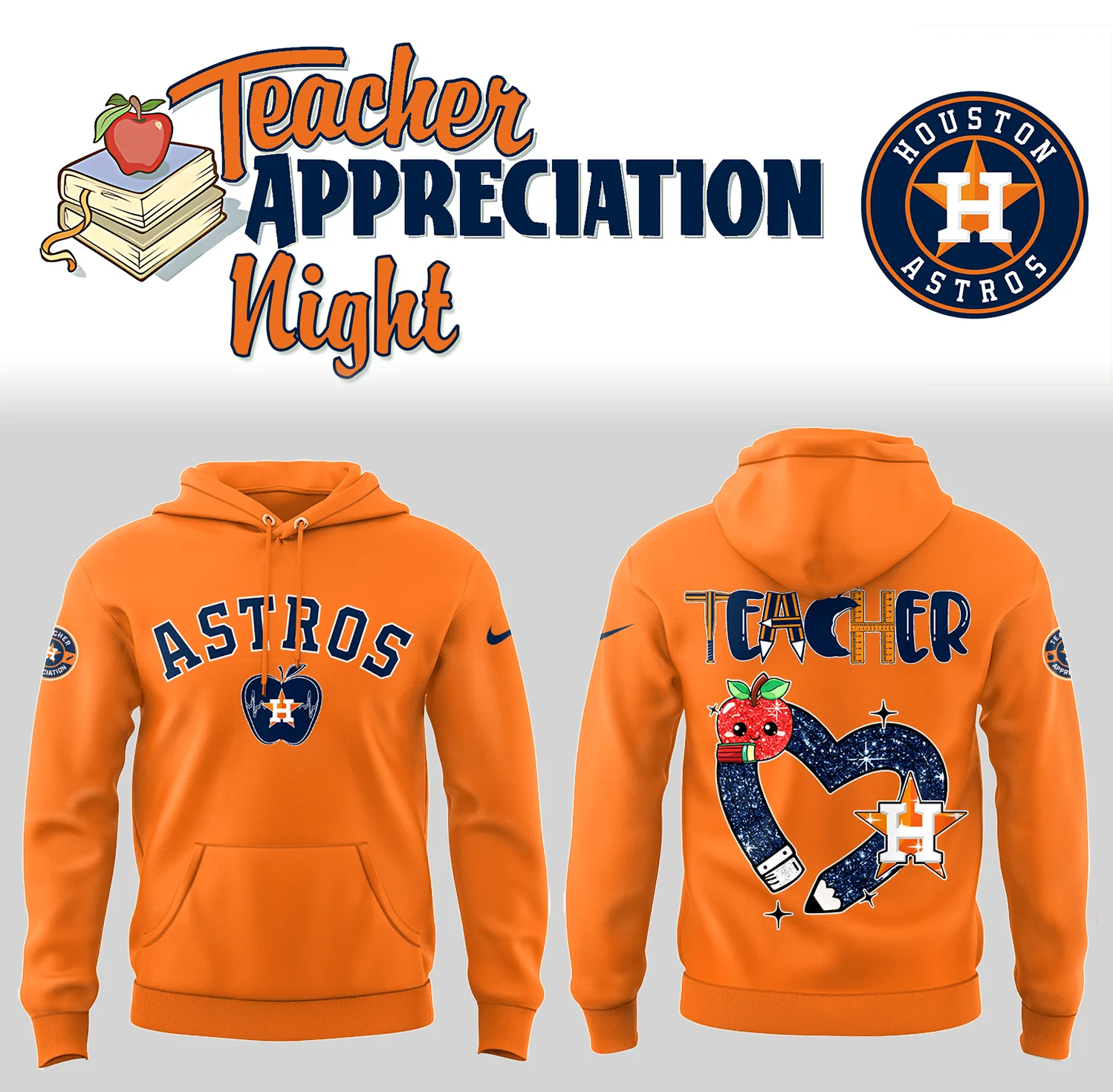 Astros x Teacher Appreciation Night Hoodie Baseball Coach Gift Ideas