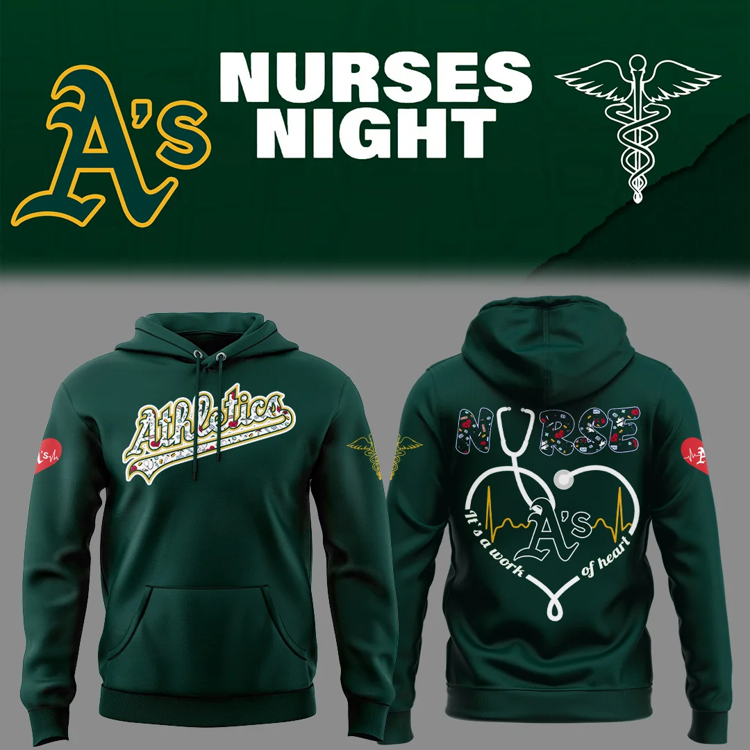 Athletics Baseball Nurses Night Green Hoodie Baseball Gifts Ideas
