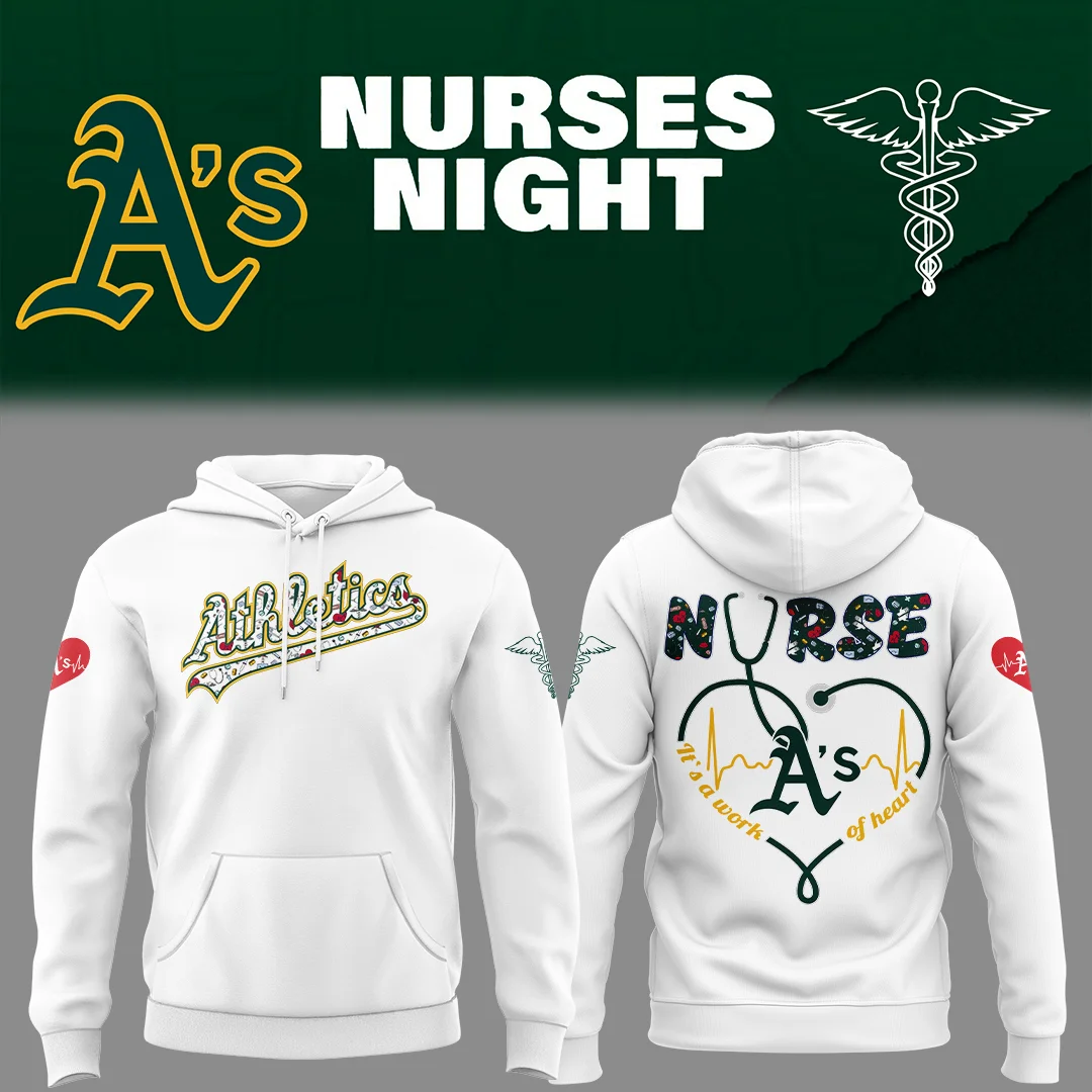 Athletics Baseball Nurses Night White Hoodie Baseball
