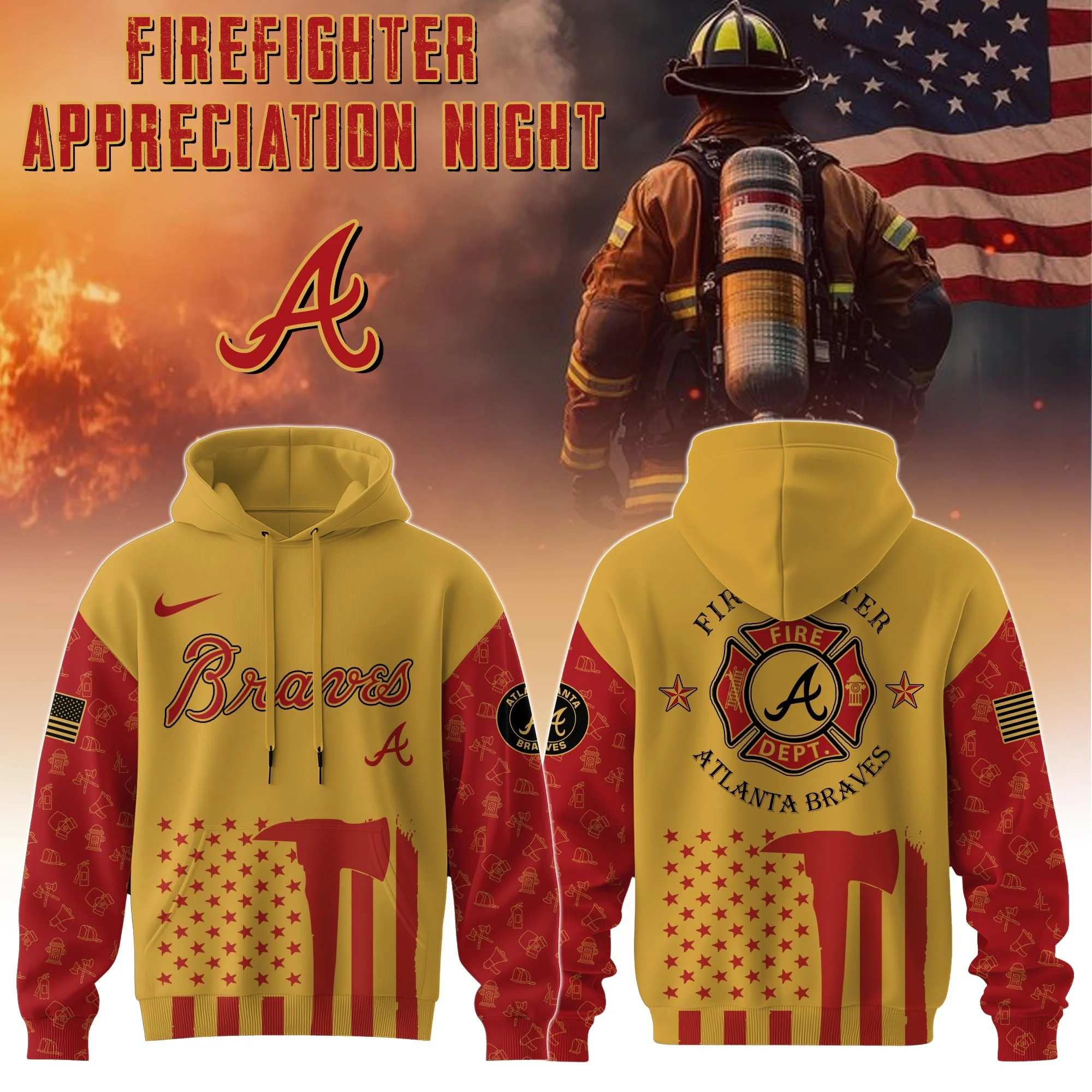 Atlanta Braves MLB X Firefighter Appreciation Night Hoodie Merch BaseballFor Him