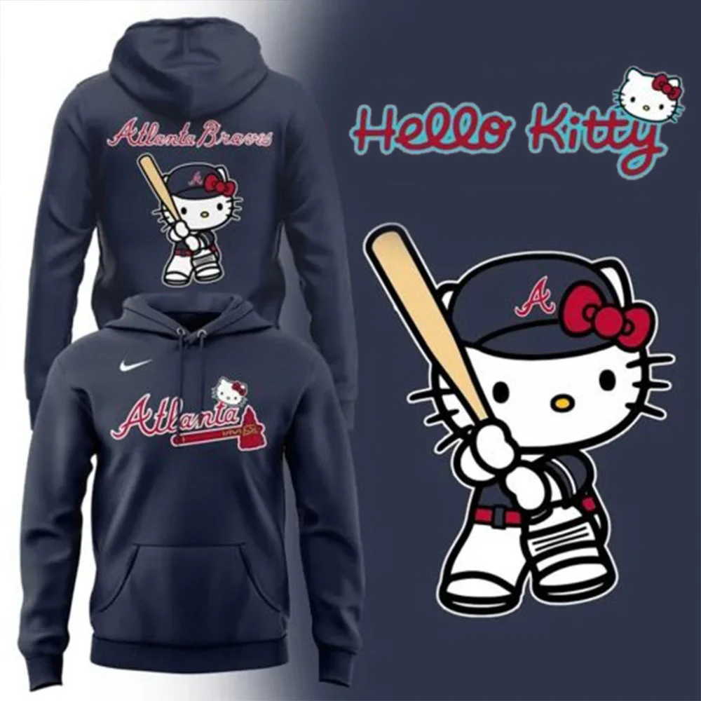 Atlanta Braves x Hello Kitty Game Night Special Hoodie Presents For Basketball Fans