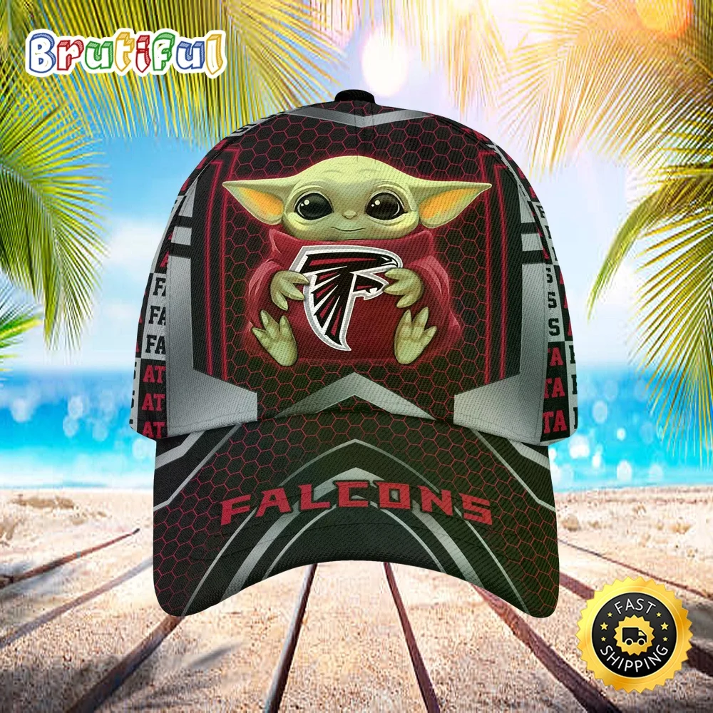 Atlanta Falcons Baby Yoda All Over Print 3D Baseball Cap