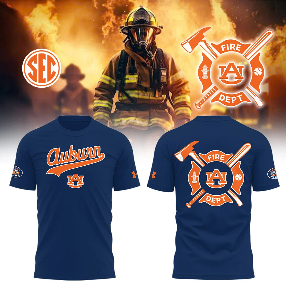 Auburn Baseball x Firefighter Appreciation Night T-Shirt Gift For Baseball Lover