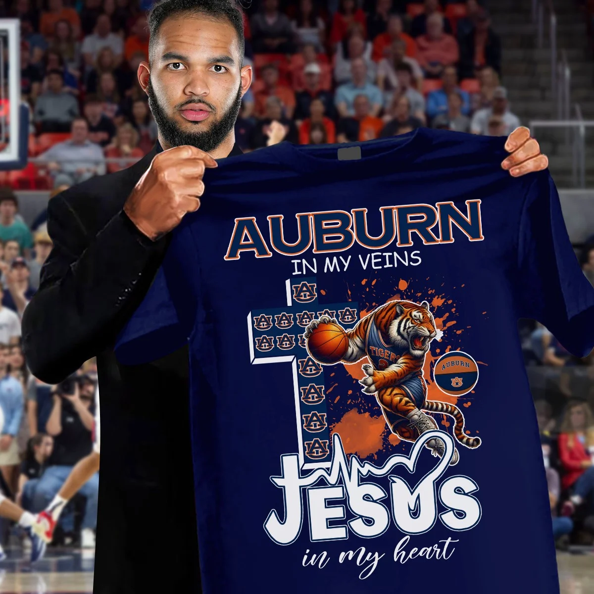 Auburn In My Veins Jesus In My Heart T-Shirt Auburn Tigers Basketball Shirt