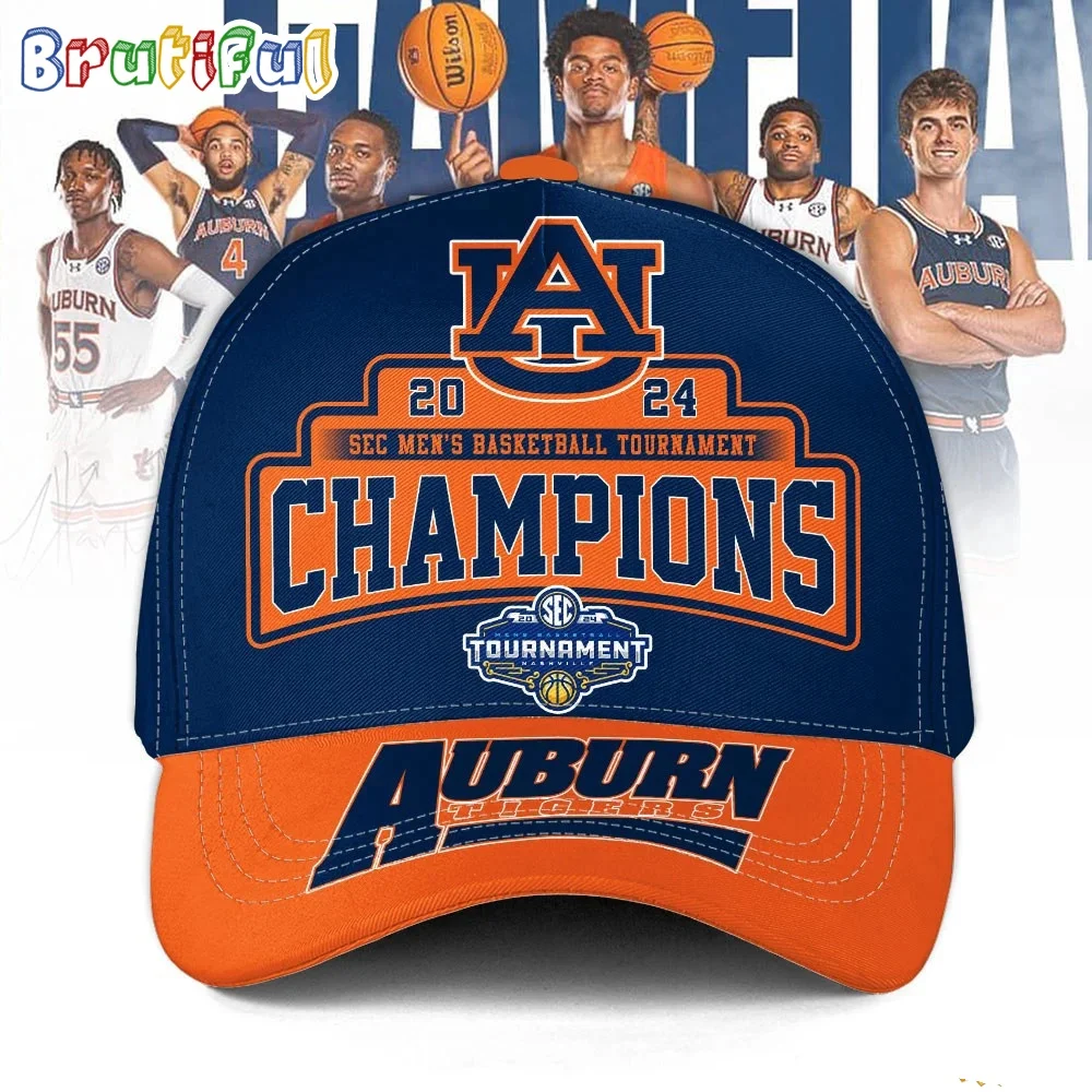 Auburn Tigers 2024 SEC Men's Basketball Conference Tournament Champions Baseball Cap