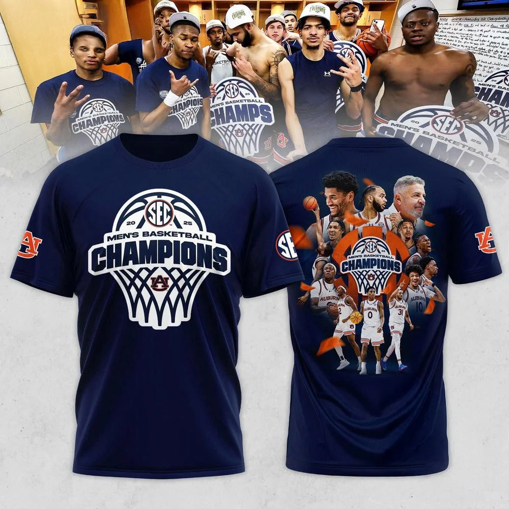 Auburn Tigers 2025 SEC Men's Basketball Regular Season Champions Shirt Basketball