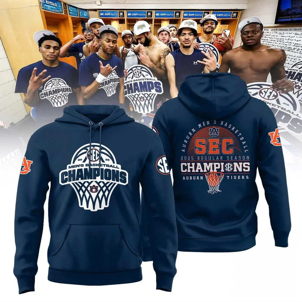Auburn Tigers 2025 SEC Men's Basketball Regular Season Champions Hoodie Fans Gift Ideas