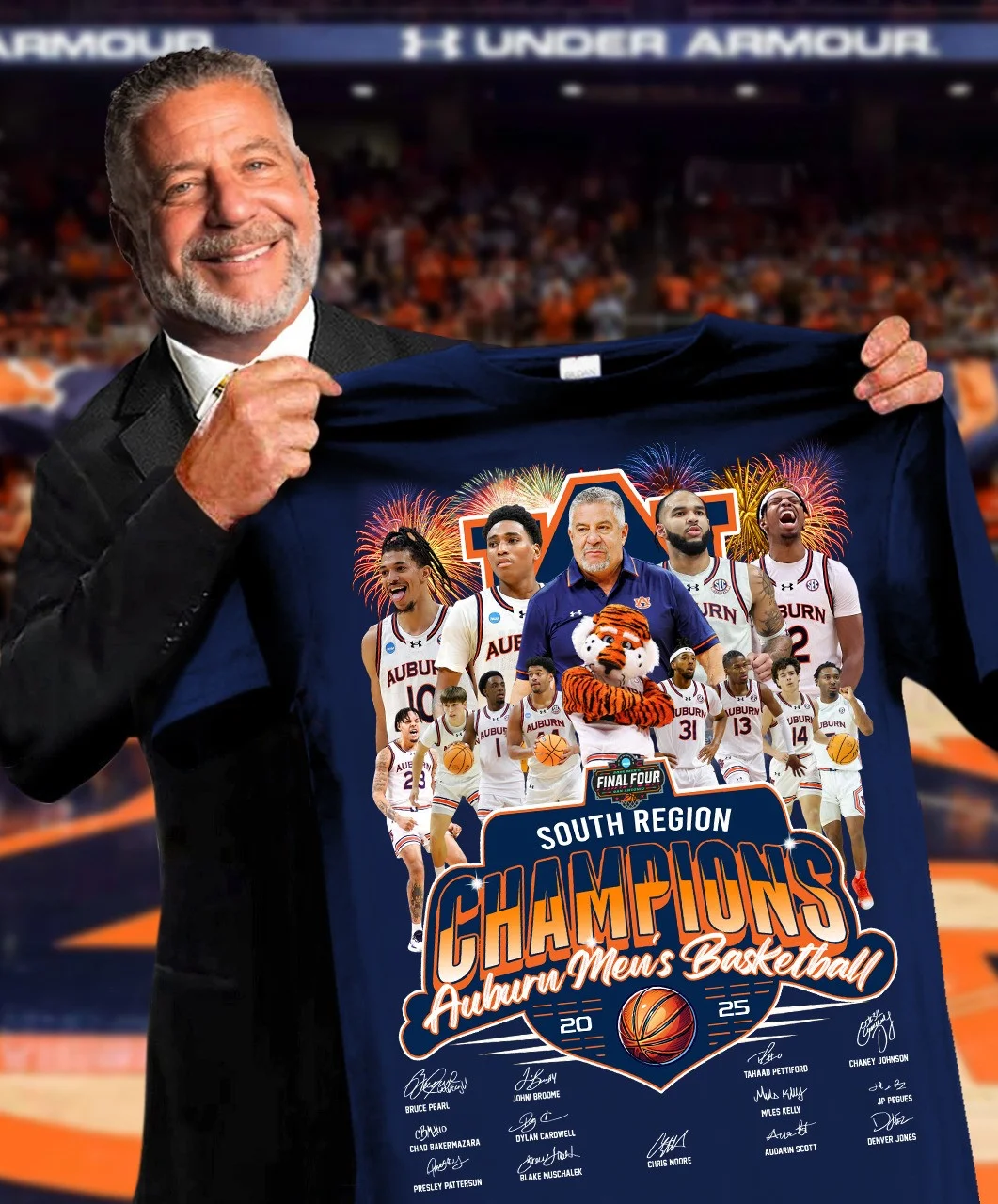 Auburn Tigers Men's Basketball South Region Champions Shirt 2025 Merch