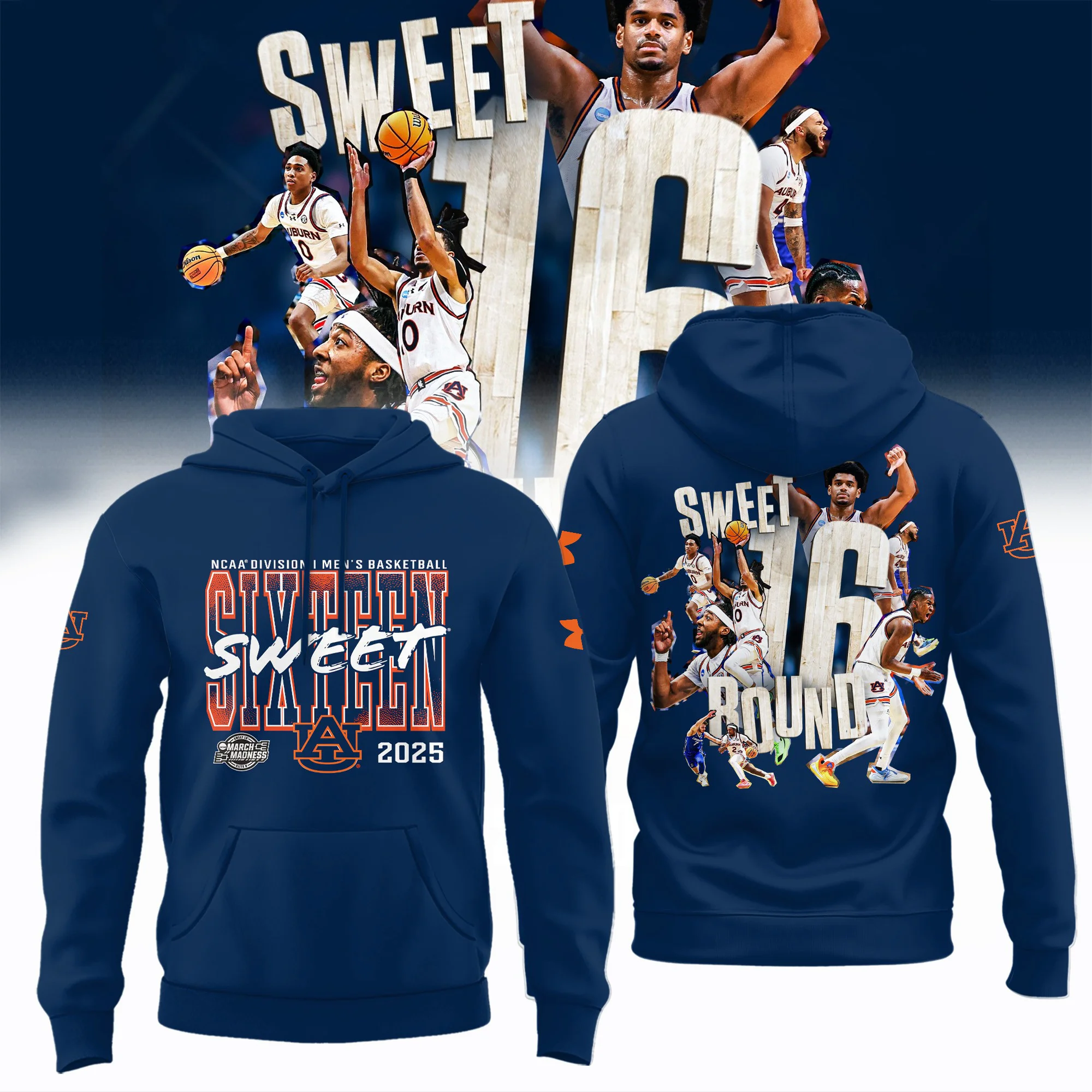 Auburn Tigers NCAA Men's Basketball March Madness Sweet 16 Hoodie 2025 Merchandise