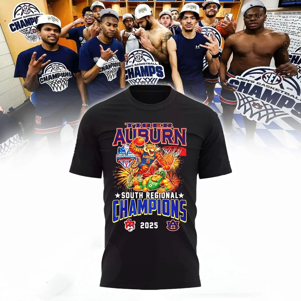 Auburn Tigers South Regional Champions 2025 Mascot Shirt Best Gifts For Basketball Lovers
