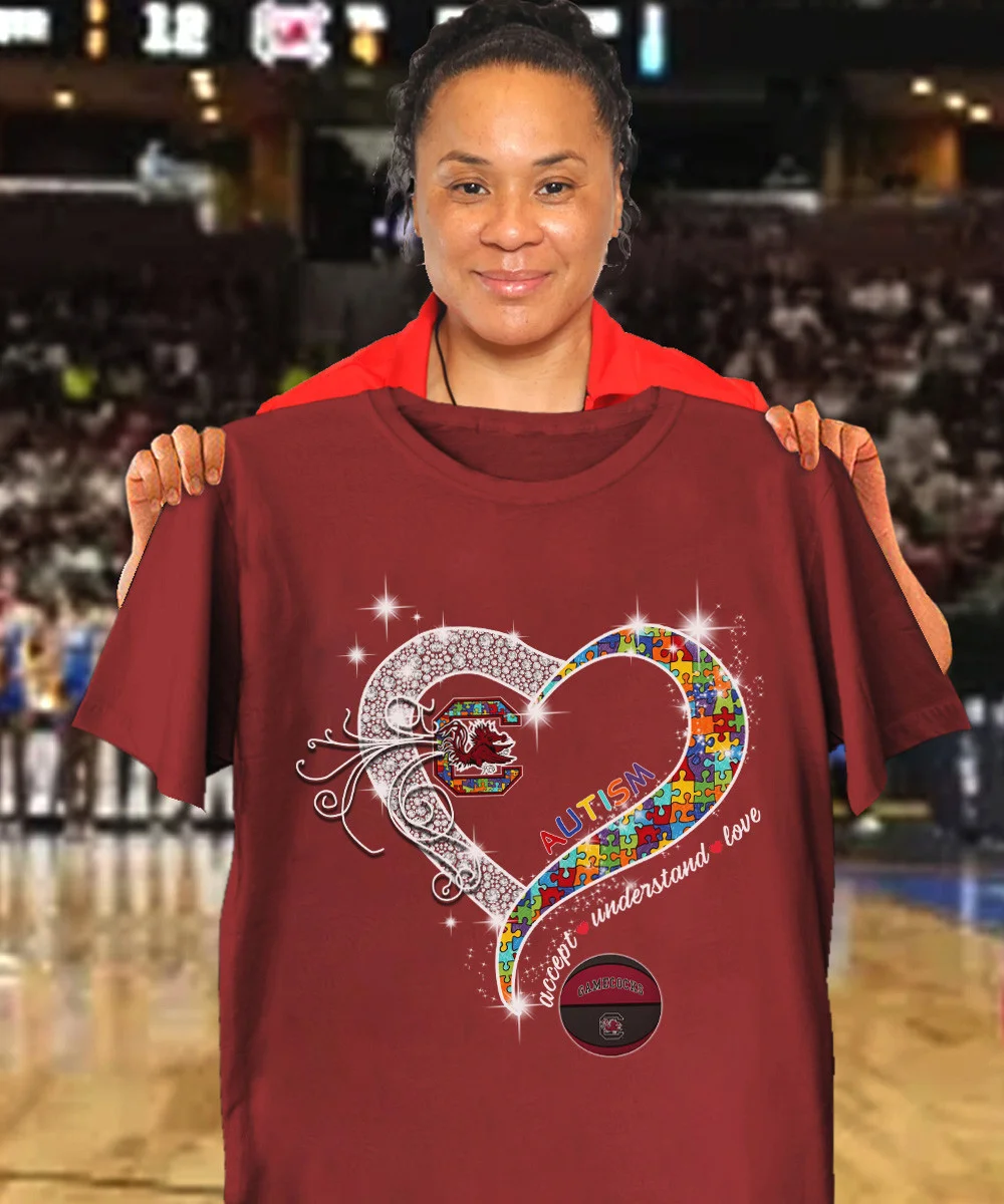 Autism Accept Understand Love South Carolina Gamecocks T-Shirt For Football Fans