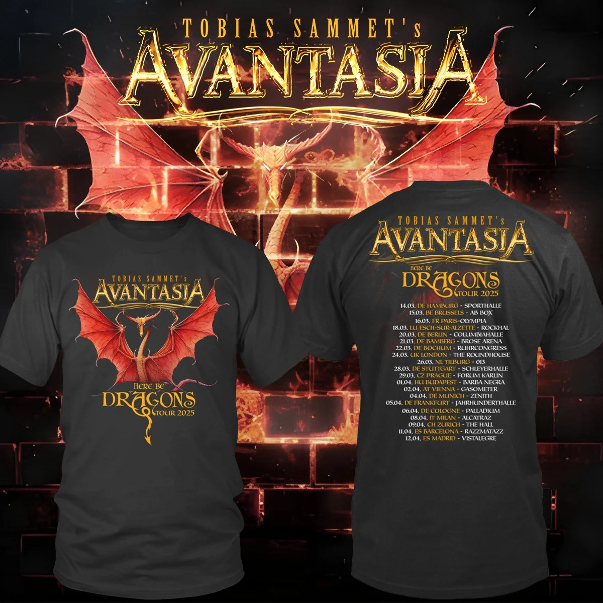 Avantasia Here Be Dragons Tour 2025 T-Shirt