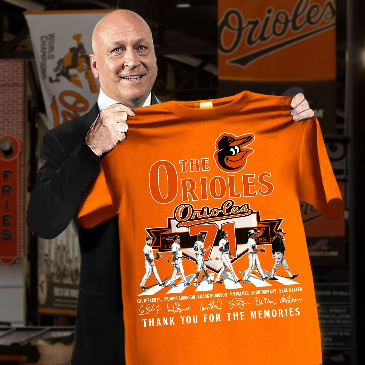 Baltimore Orioles 71St Anniversary 1954-2025 T-Shirt Thank You For The Memories