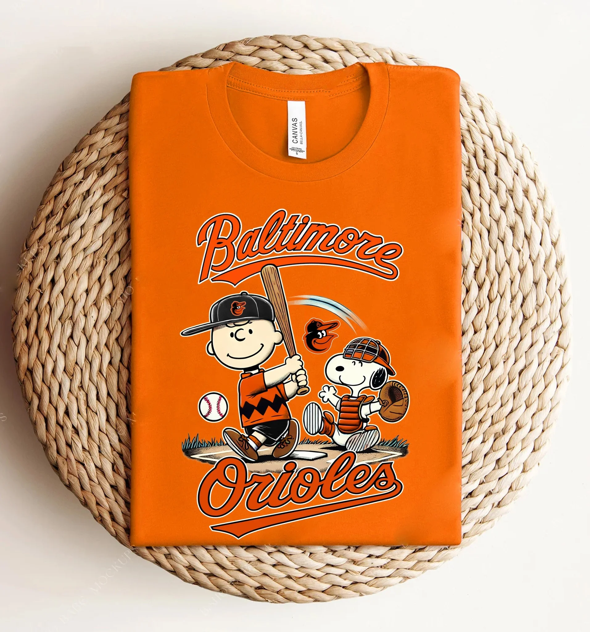 Baltimore Orioles Charlie Brown Snoopy Peanuts T-Shirt Cute Fans