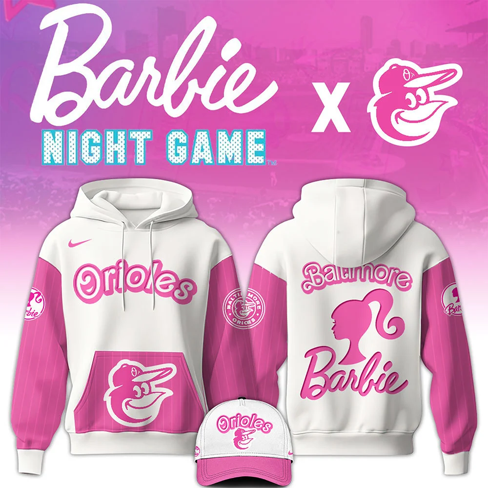 Baltimore Orioles x Barbie Night Game Special Edition Hoodie Presents For Baseball Lovers
