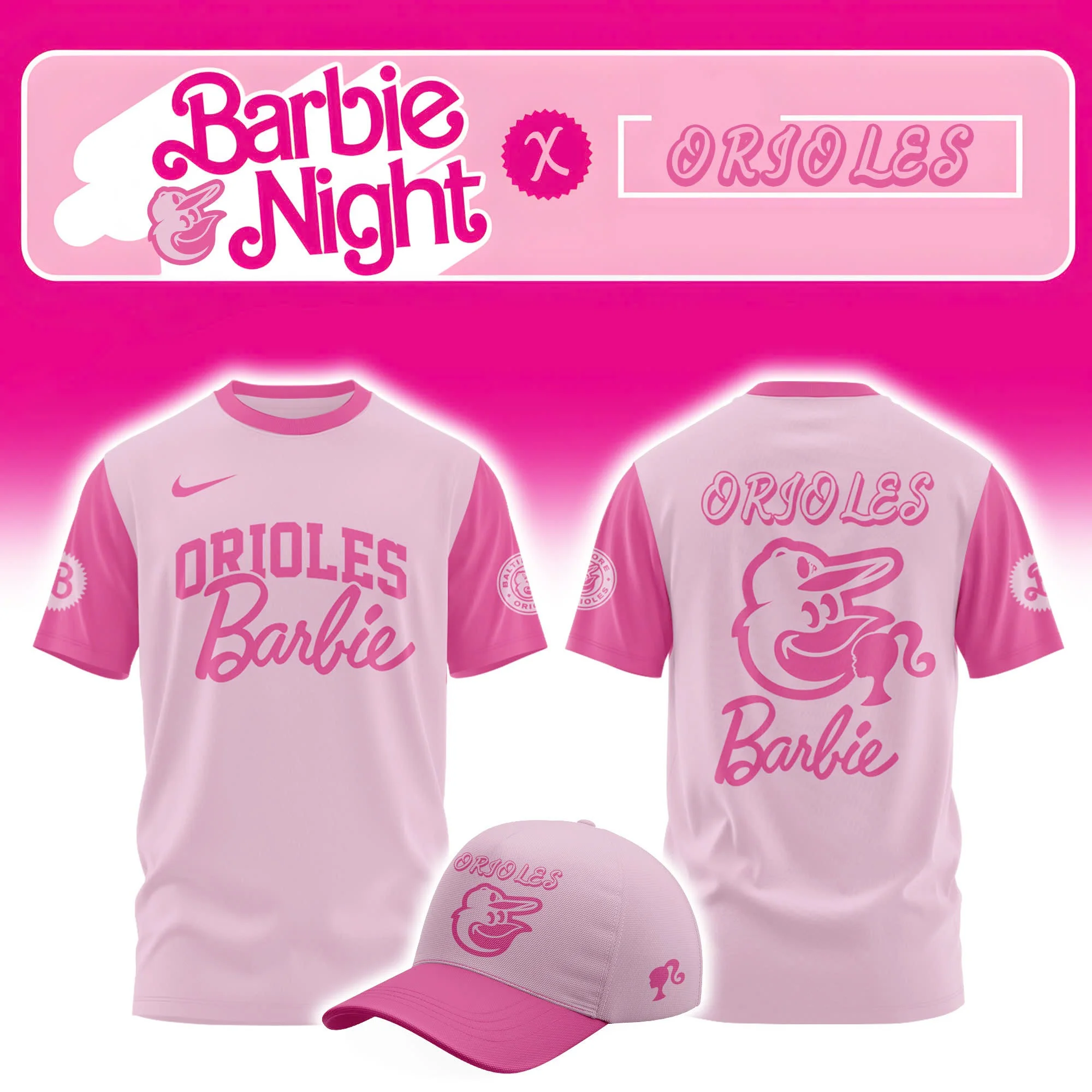 Baltimore Orioles x Barbie T-Shirt Cool Baseball Gifts