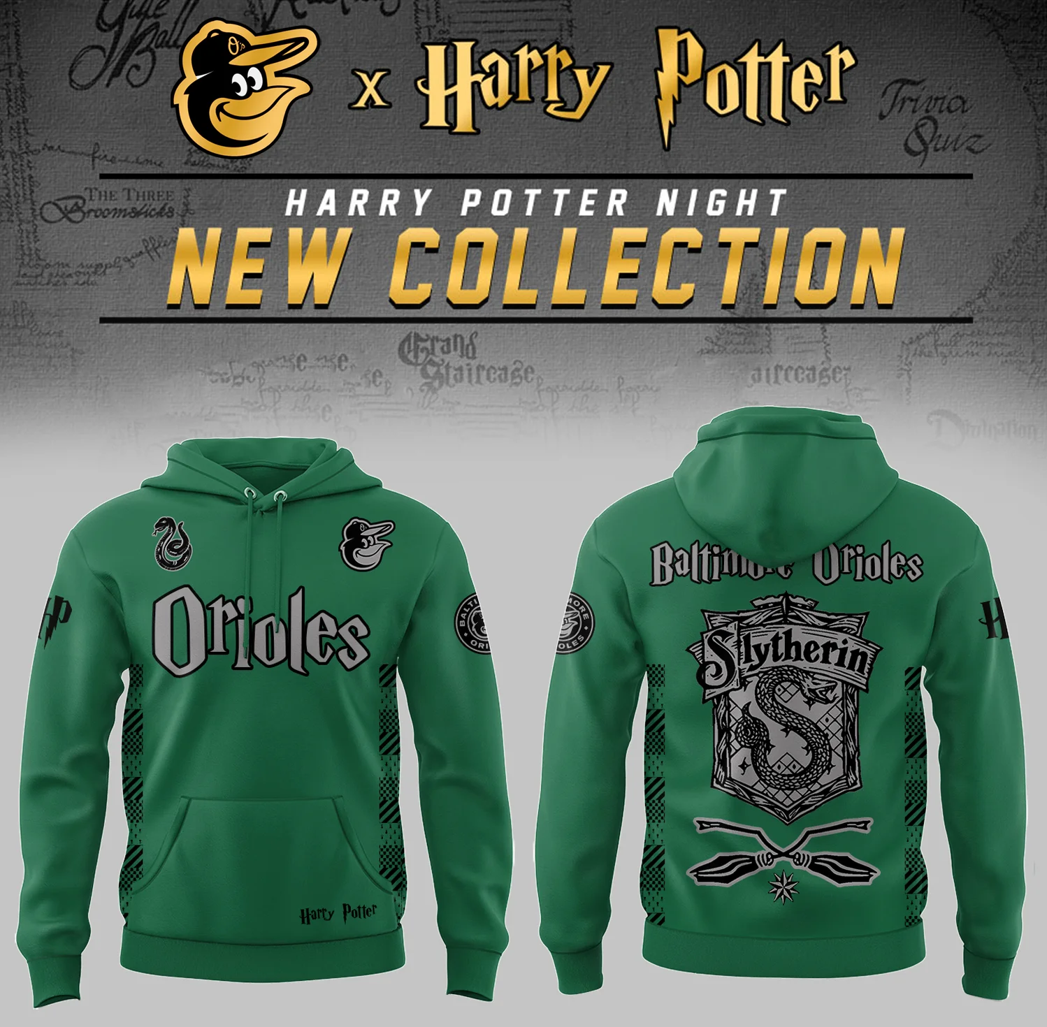 Baltimore Orioles x Harry Potter Night Slytherin House Hoodie Unique Baseball Gifts