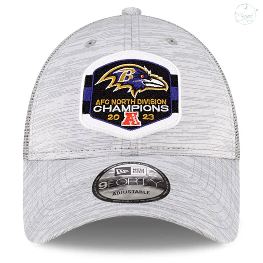 Baltimore Ravens 2023 AFC North Divion Champions Heather Grey Cap