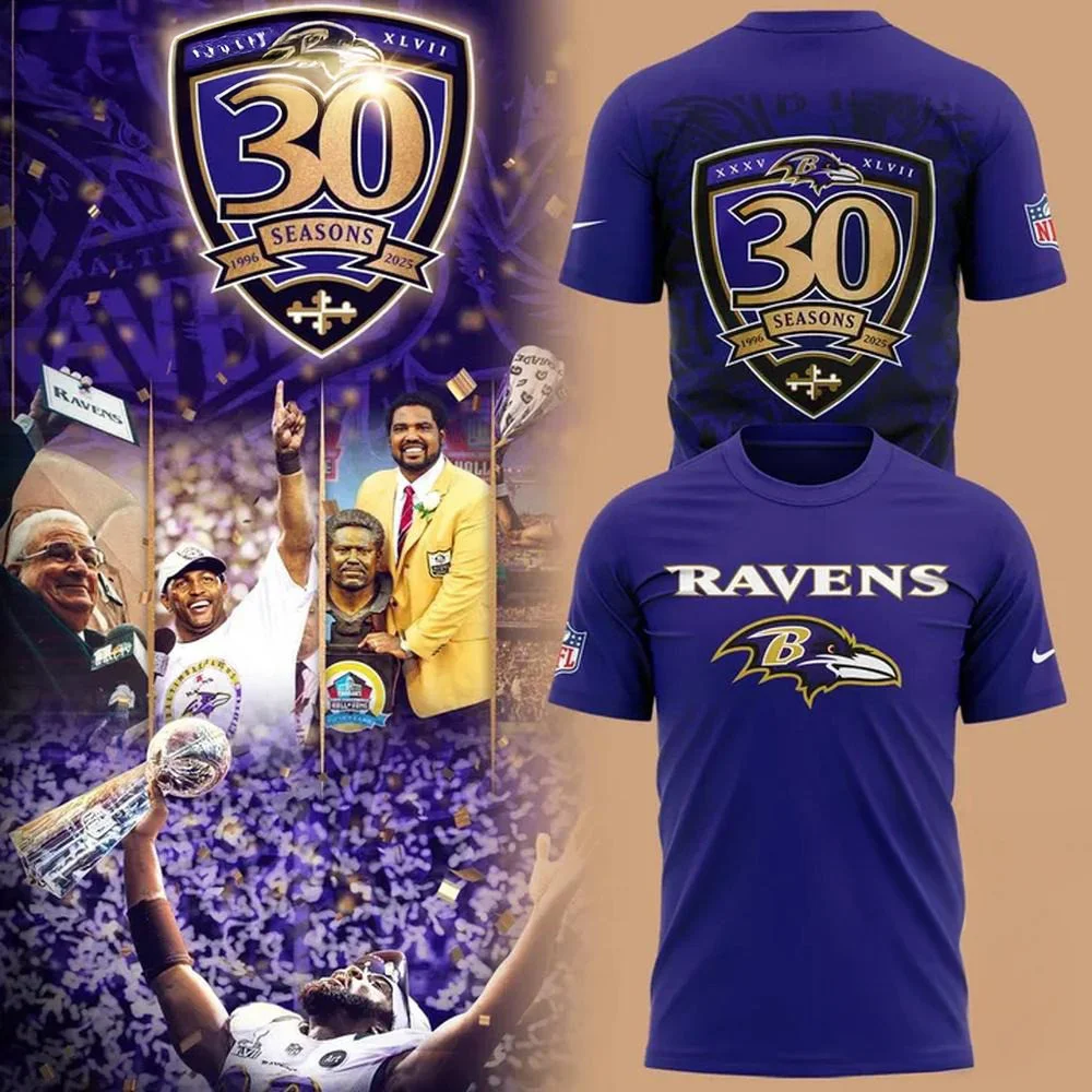Baltimore Ravens 30 Years 1996-2025 Shirt Best Gifts For Football Fans