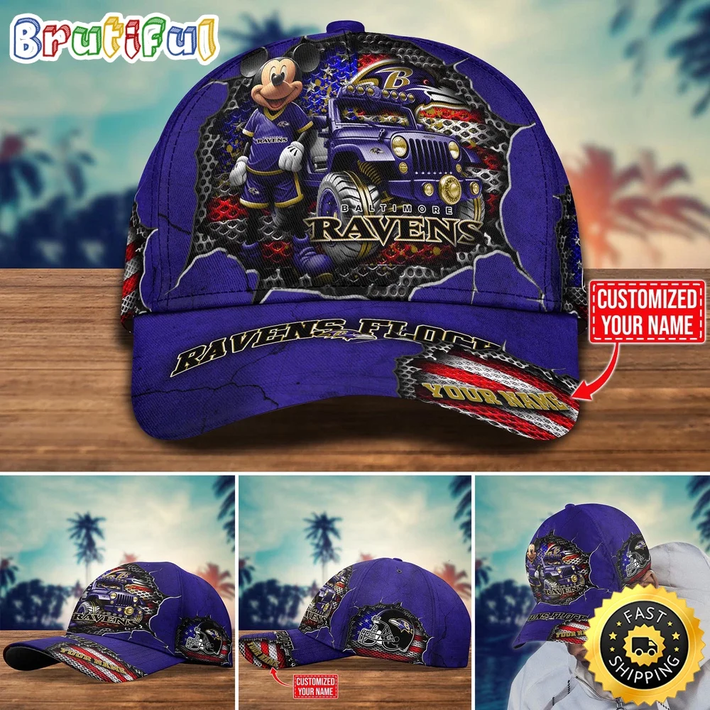 Baltimore Ravens Baseball Cap Mickey Mouse Customize Cap