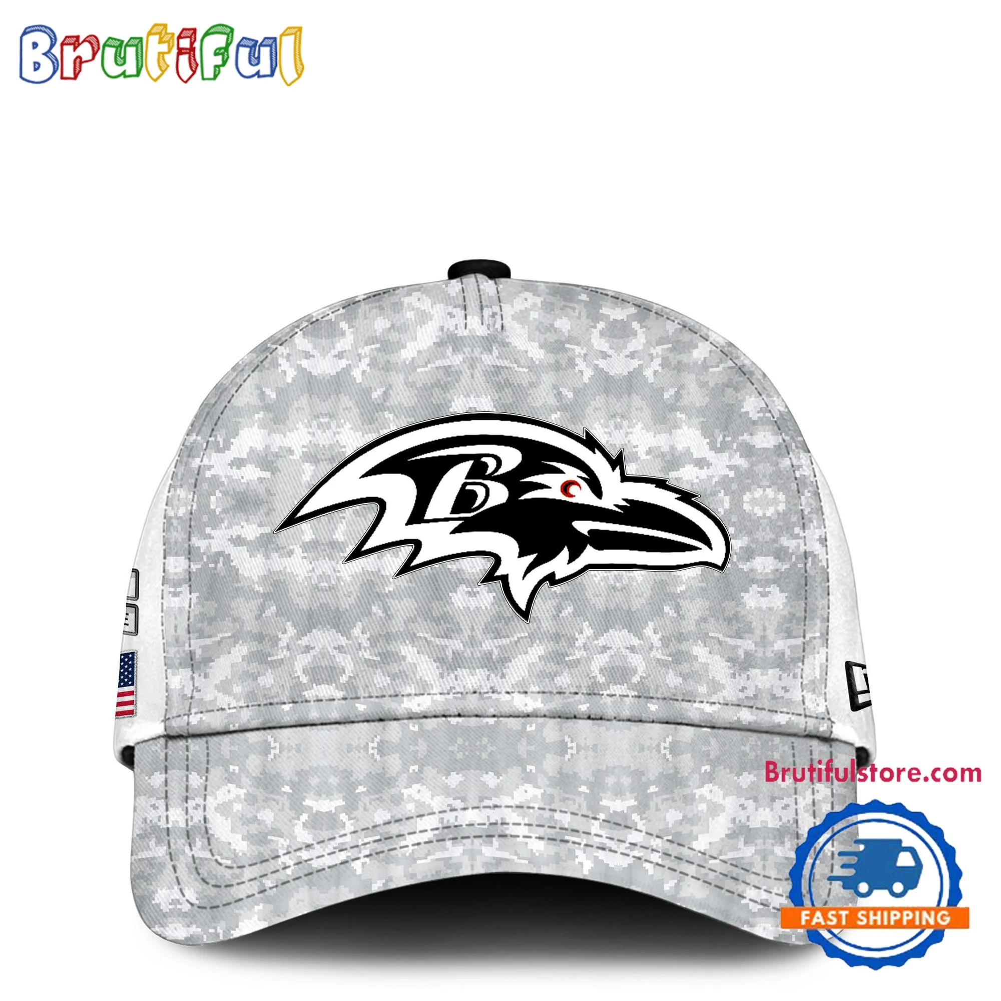 Baltimore Ravens Camo 2024 Salute to Service Club Veterans Limited Baseball Cap