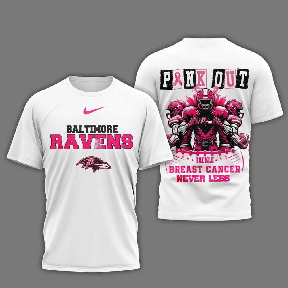 Baltimore Ravens Football Pink Out Tackle Breast Cancer T-Shirt Football