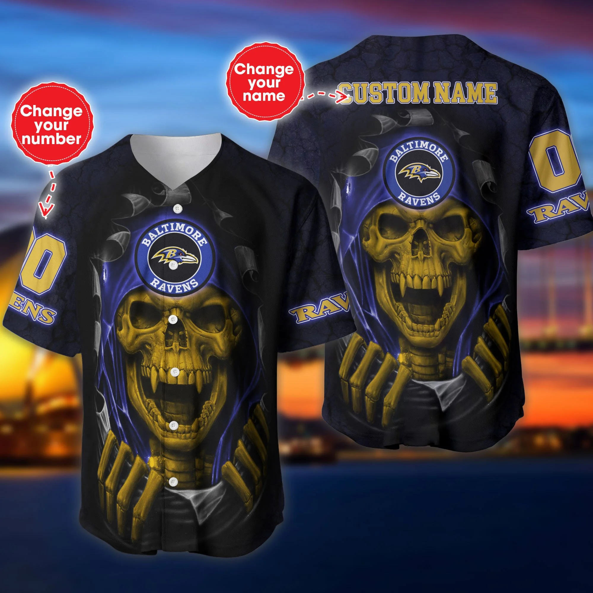 Baltimore Ravens Personalized Baseball Jersey 580
