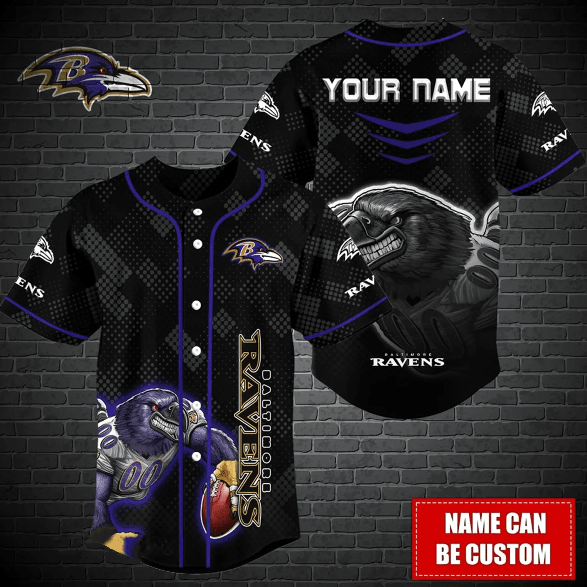 Baltimore Ravens Personalized Baseball Jersey 350