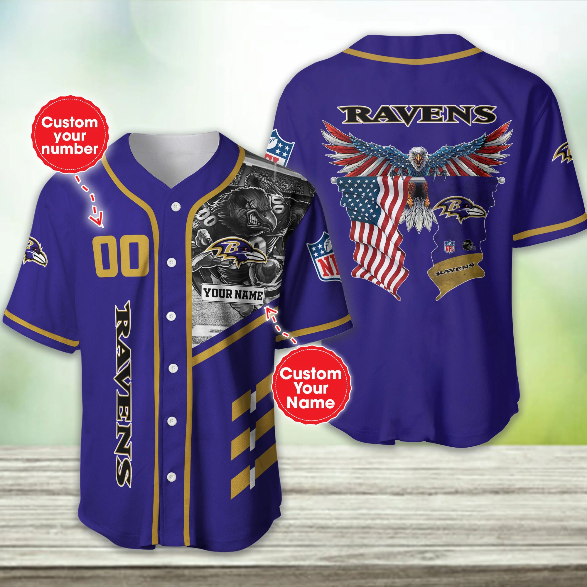Baltimore Ravens Personalized Baseball Jersey 390