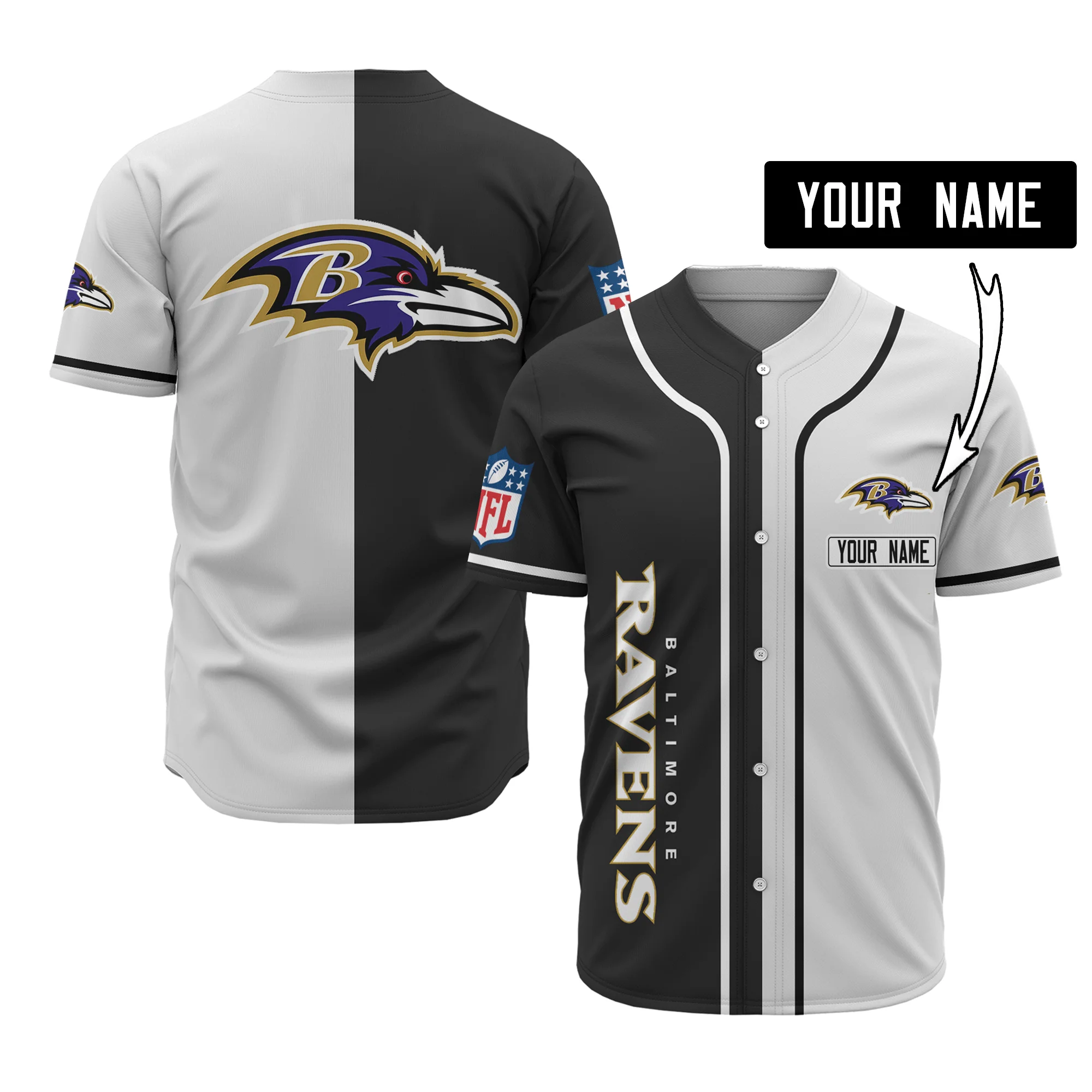 Baltimore Ravens Personalized Baseball Jersey 519