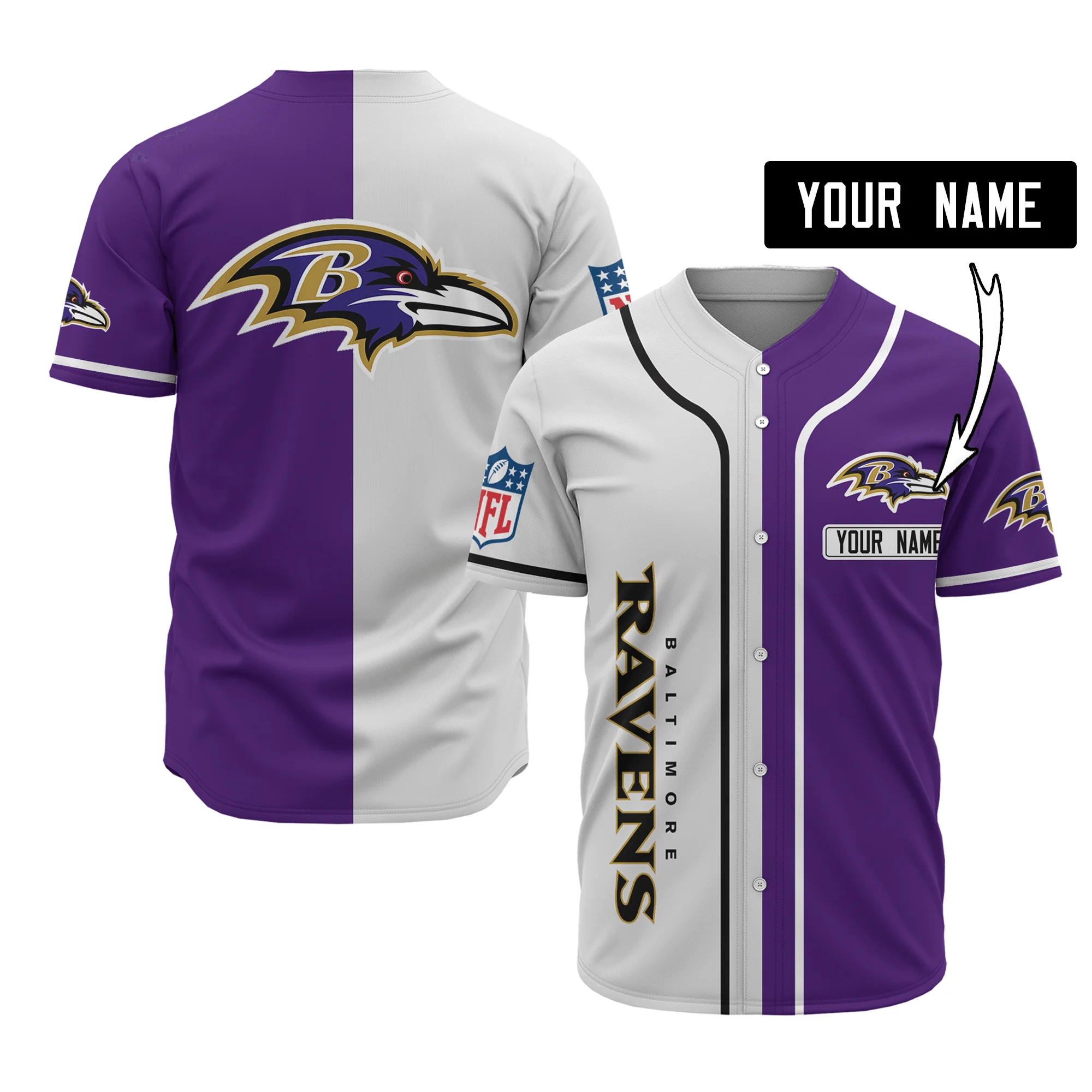 Baltimore Ravens Personalized Baseball Jersey 512