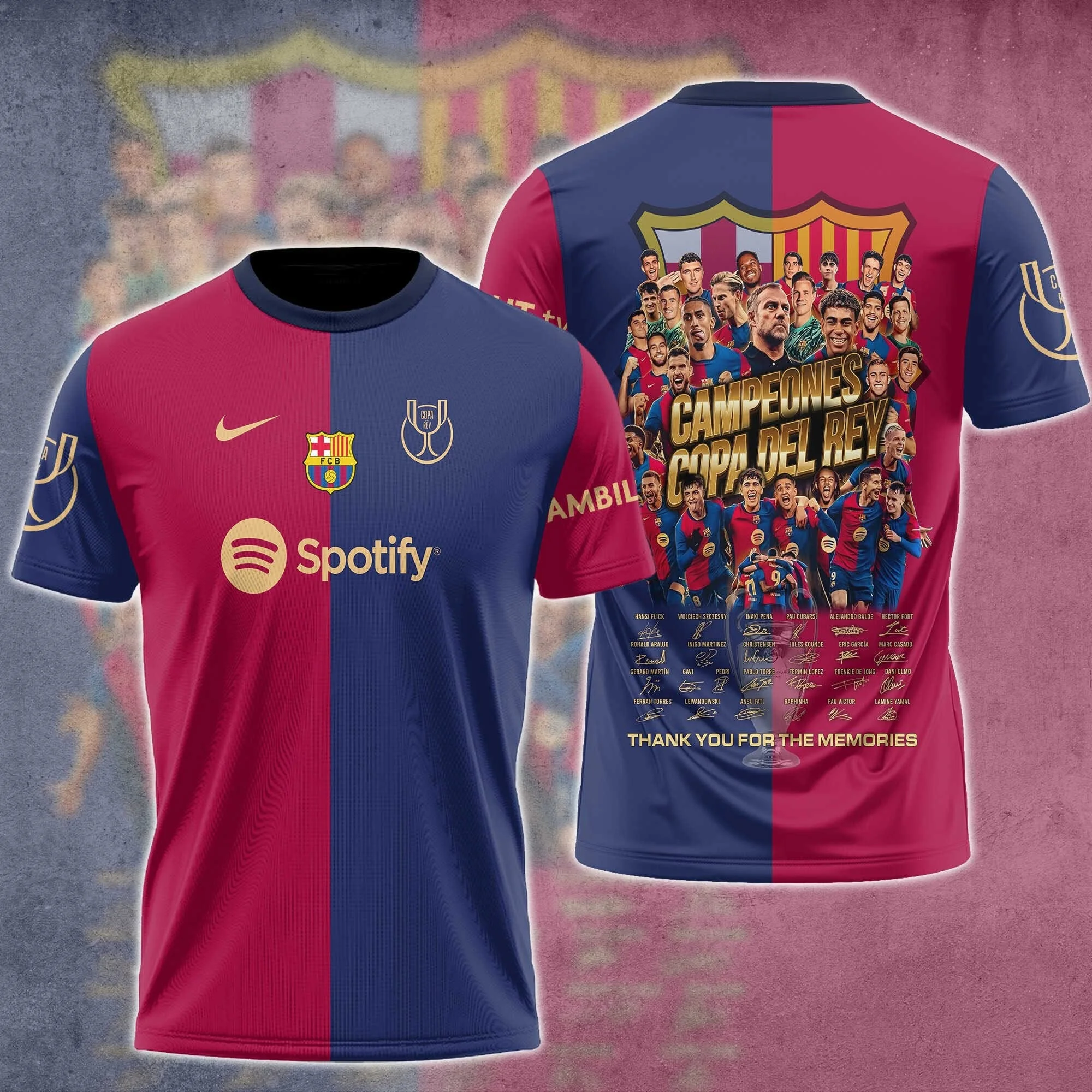 Barcelona Champions Copa Del Rey 2025 T-Shirt Thank You For The Memories Barcelona FC Merch