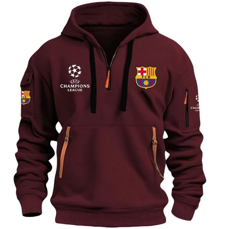 Barcelona UEFA Champions League Quarter Zip Hoodie Barcelona F.C Merch
