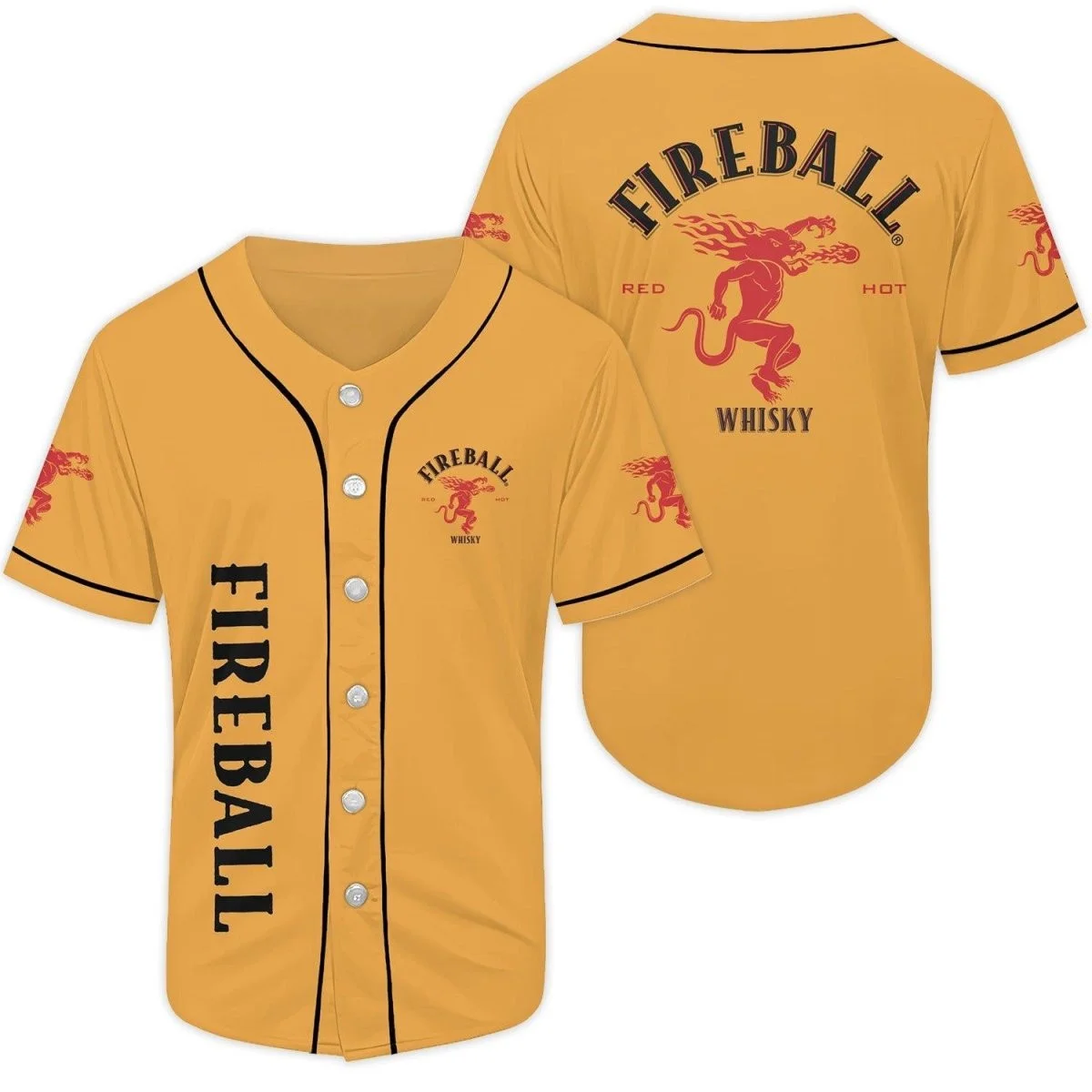 Basic Fireball Whiskey Baseball Jersey Style7907