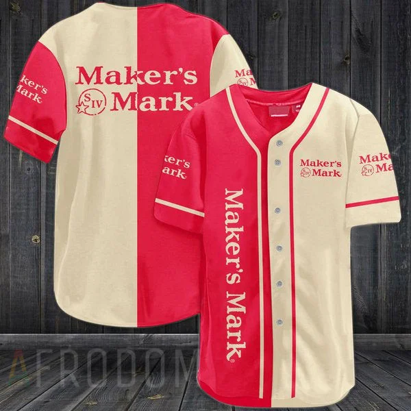 Beige Maker's Mark Red Baseball Jersey Style2015