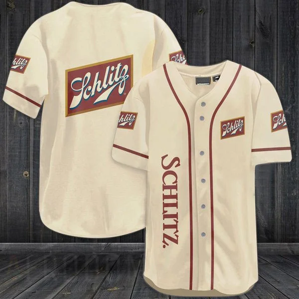 Beige Schlitz Beer Baseball Jersey Style4697