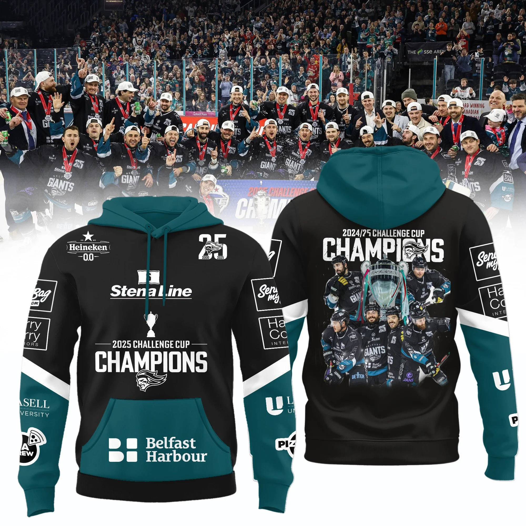 Belfast Giants 2025 Challenge Cup Champions Hoodie Best Gifts For Hockey Lovers