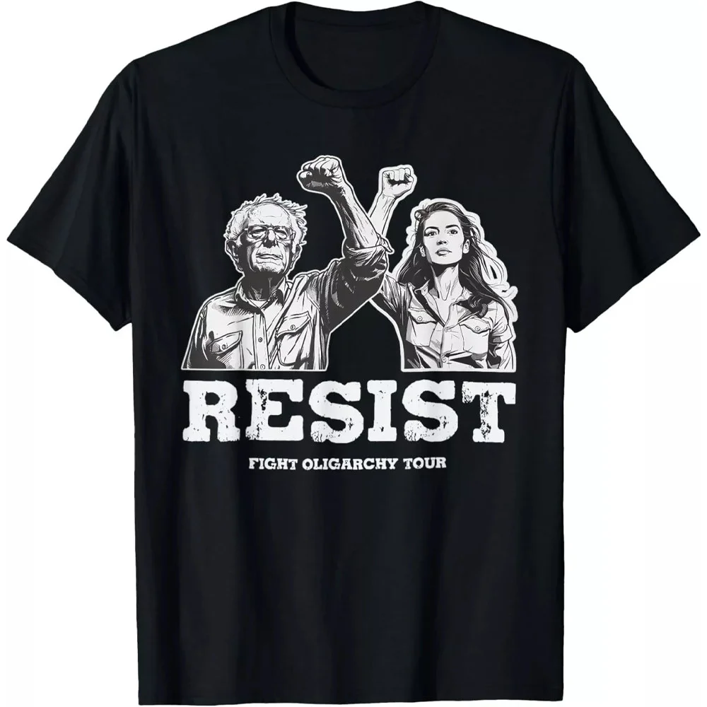 Bernie Sanders AOC Fighting Oligarchy Tour T-Shirt For Husband