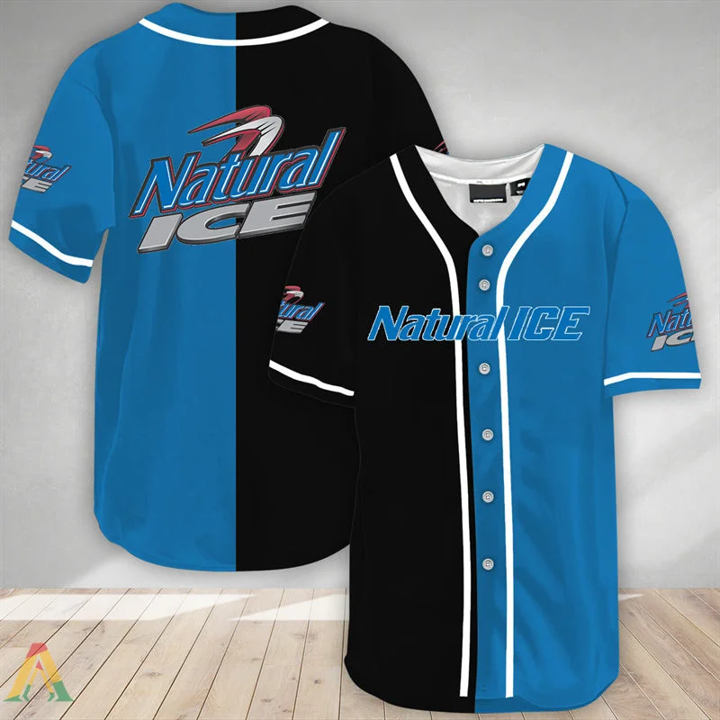 Black And Blue Split Natural Ice Baseball Jersey Style7479