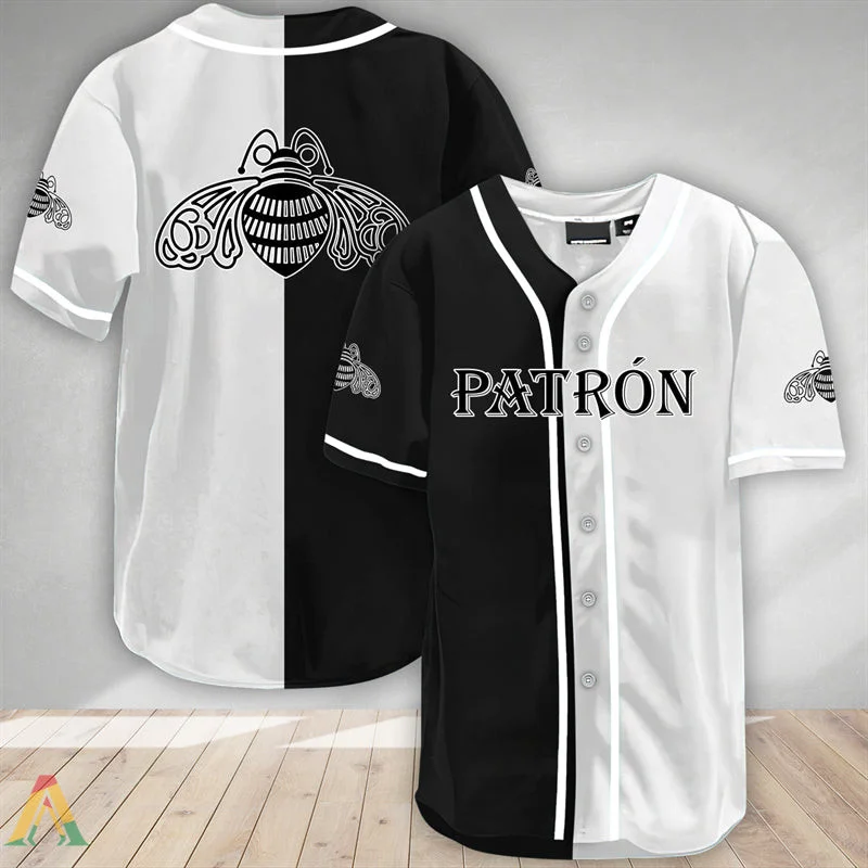 Black And White Split Patron Tequila Baseball Jersey Style2129