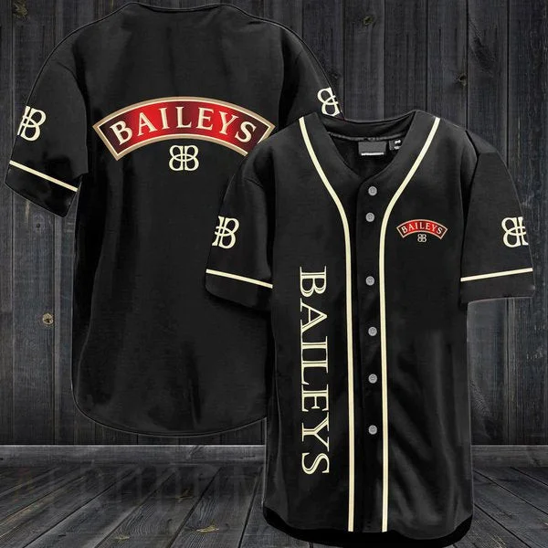 Black Baileys Original Irish Whiskey Baseball Jersey Style6796
