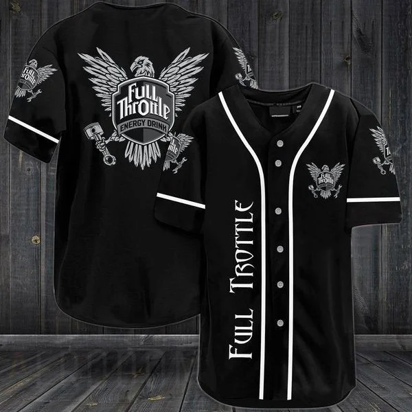 Black Full Throttle Baseball Jersey Style2142