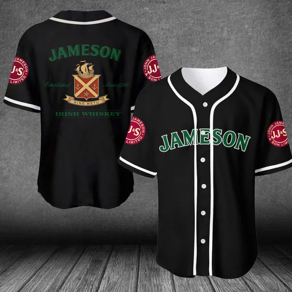 Black Jameson Whiskey Baseball Jersey Style3983