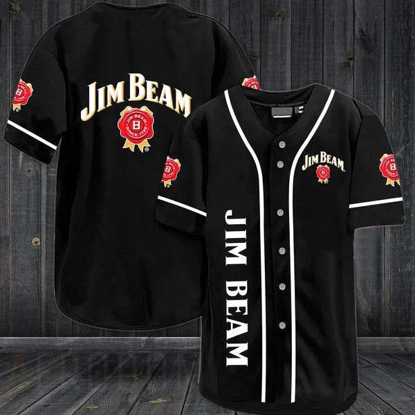 Black Jim Beam Bourbon Whiskey Baseball Jersey Style4145