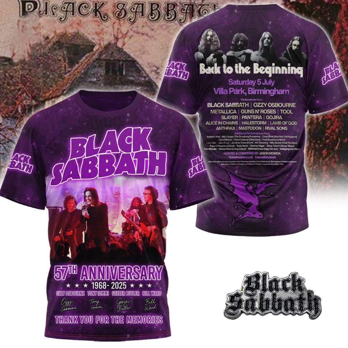 Black Sabbath 57Th Anniversary 1968-2025 T-Shirt For Rock Band Fans